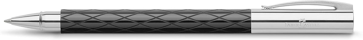 Faber-Castell Ambition Rhombus rollerball pen shown with its high-gloss metal cap posted