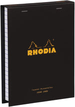 Rhodia black gift box open showing assorted notebooks and pencils
