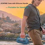 Premium shockproof speaker carrier kit in blue color with adjustable shoulder strap attached.
