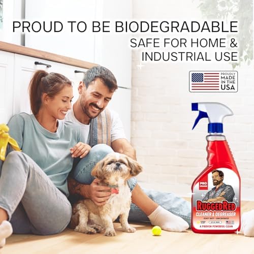 Side profile of the RuggedRed bottle showcasing the liquid level and ultra-concentrated formula clarity.