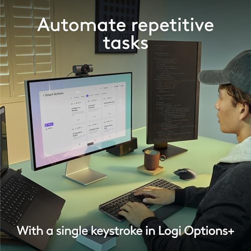 Logitech smart backlit keyboard operating in low light conditions showing automatic proximity illumination feature.