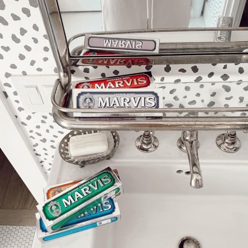 Marvis luxurious Italian oral care product line display with white whitening mint tube