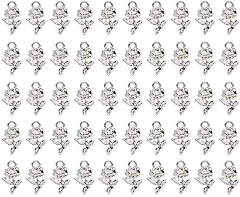 Shapenty mini metal beads rose flower charms front view crafting accessory