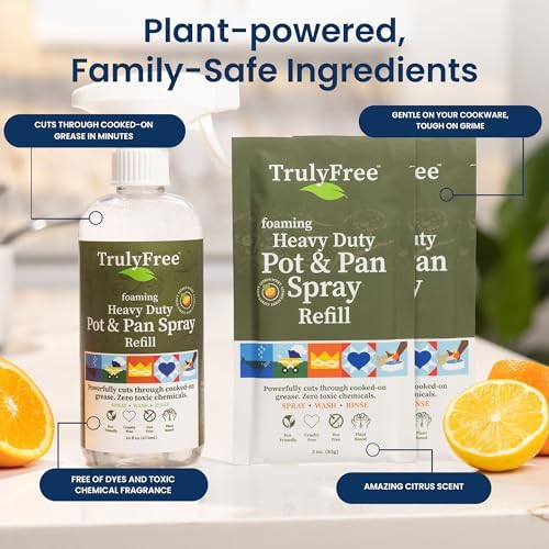 Eco friendly kitchen degreaser spray with plant based citrus formula
