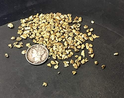 Extracted gold flakes from paydirt bag