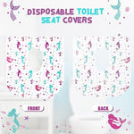 Kosiz disposable restroom liners showing extra large dimensions over a standard seat