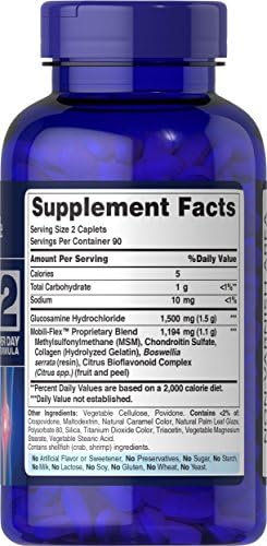 Puritans Pride Triple Strength Glucosamine, Chondroitin & MSM Joint Soother-180 Caplets - Image 4