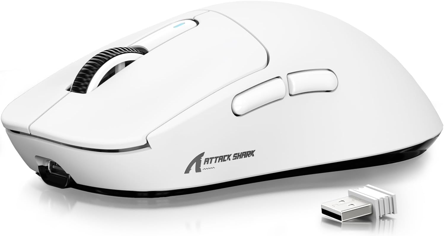 Attack Shark X3 wireless gaming mouse front view white