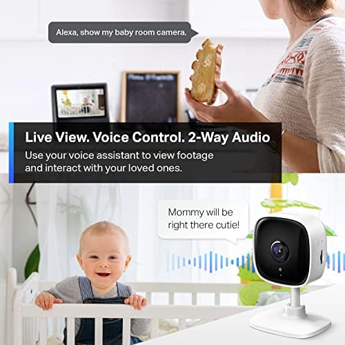 Tapo C110 Wi-Fi camera side profile highlighting the adjustable stand and microSD storage slot.