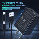 Fotbor six point six foot Micro-USB charging cable uncoiled next to the compact power adapter