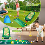 Child playing with Scwdau adjustable golf club set outdoors