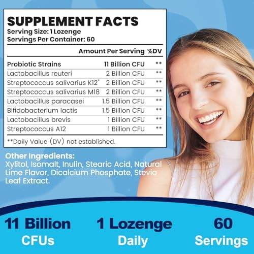 Close up of Mswkeou oral probiotic lozenge packaging