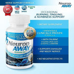 NeuropAWAY sugar free dietary capsules side view with nutrition facts label.