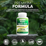 Premium universal antioxidant supplement bottles showing blood sugar and vision support claims