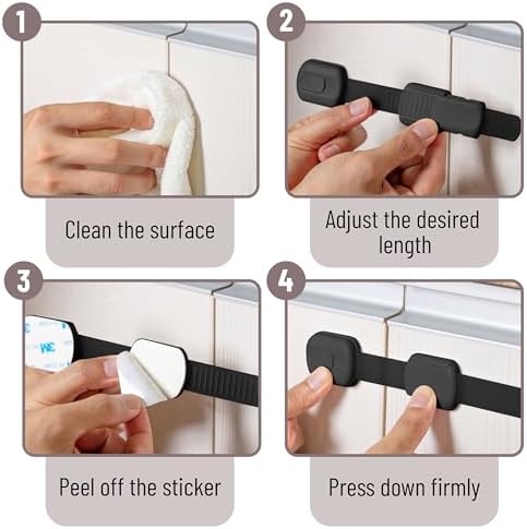 Child safety strap locks on refrigerator door