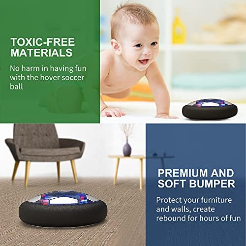 Hot Bee rechargeable air soccer toy illuminated with colorful LED lights during nighttime play.