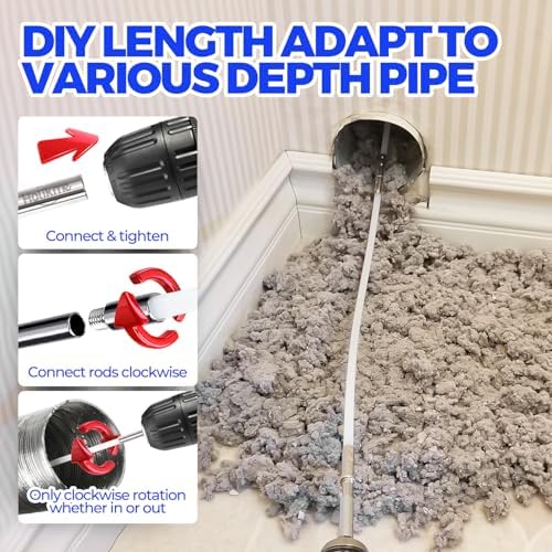 Holikme dryer vent brush attached to a power drill for efficient cleaning.