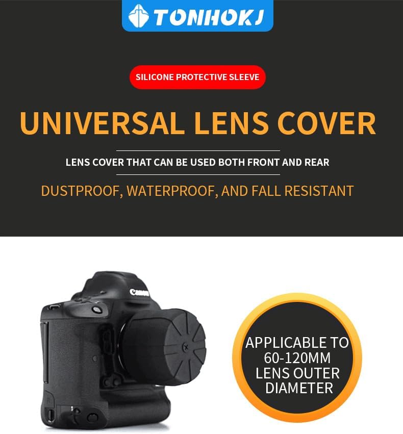 Black flexible element proof camera cover stretched over a DSLR lens barrel