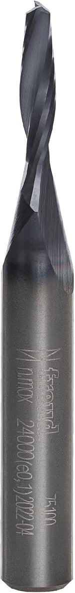 Freud 75-100 Up Spiral Router Bit front view showing 1/8 inch diameter