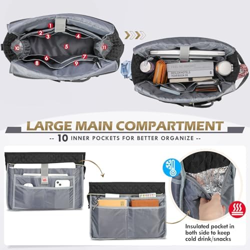 Close up shot of the built-in insulated pocket inside the work bag.