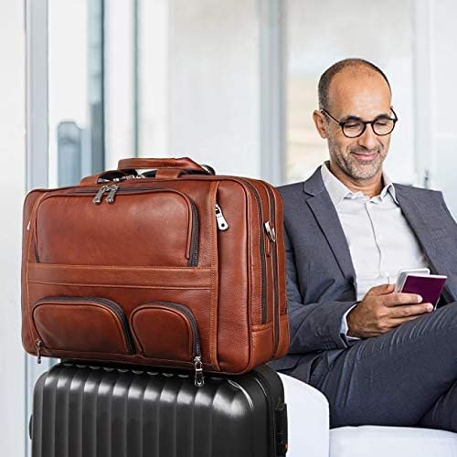 Side profile of Augus genuine leather duffel travel bag