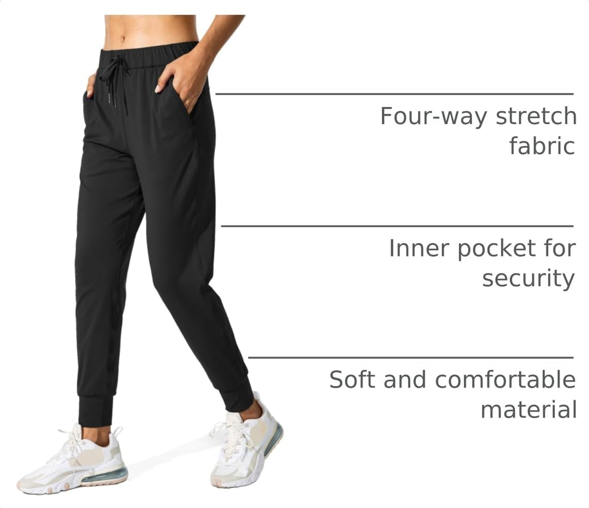 SANTINY Women's Joggers Pants tapered ankle cuffs close up
