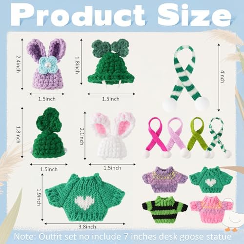 Miniature knitted goose sweater and hat accessory set