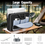 Bosynoy satellite dish travel bag open compartment displaying accessory pockets