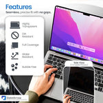 Complete laptop privacy protector package containing screen filter webcam cover storage holder and cloth