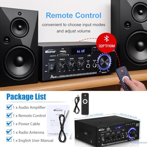 Woopker Bluetooth 5.0 stereo audio receiver highlighting the integrated USB flash drive and SD card multimedia slots