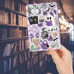 Spooky aesthetic Kindle insert with ghost and skull stickers