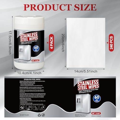 Threlaco appliance polishing wipes removing fingerprints from a modern stainless steel refrigerator