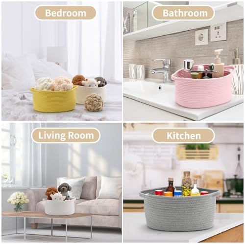 Happyiren natural cotton rope basket demonstrating its durable construction and foldable premium fabric.