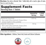 Side angle view of KAL Tri Flavonoid Complex bottle showing vegetarian supplement label details