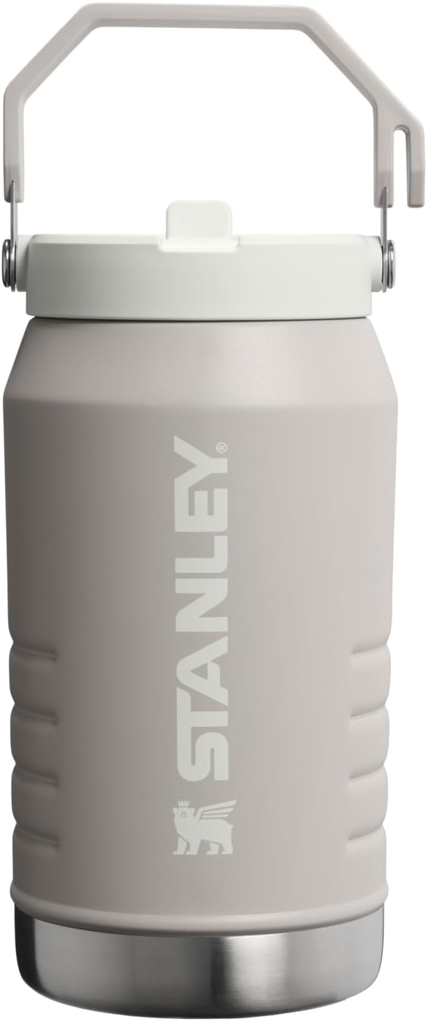 Wide mouth opening of Stanley recycled stainless steel bottle with lid removed
