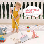 Nacena kids broom and dustpan set stored upright
