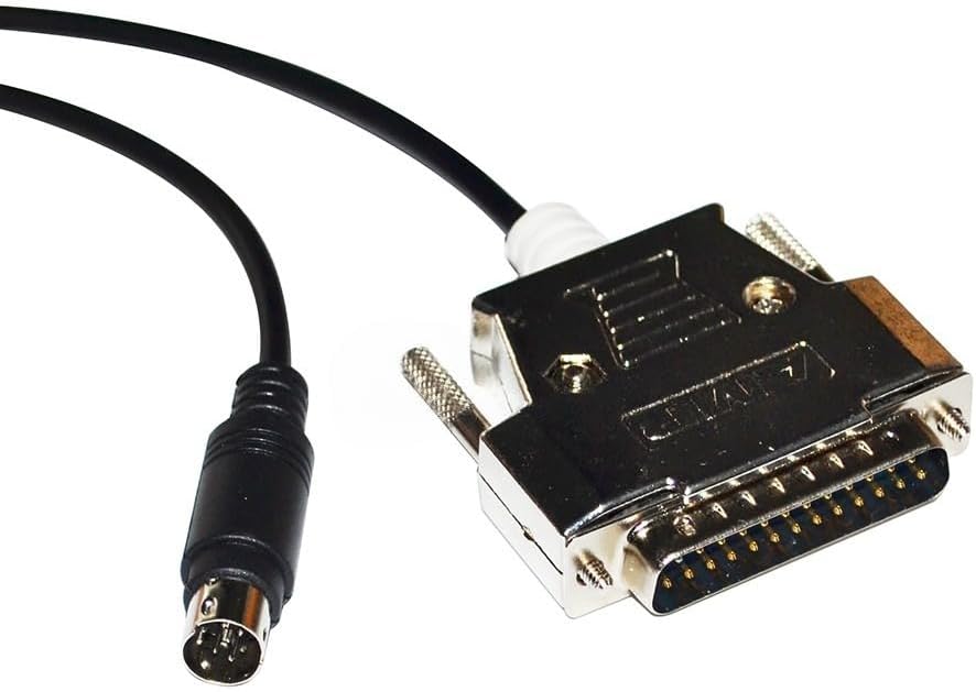 Close up of DB25 male connector with thumb screws