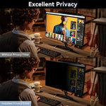 Protescreen widescreen anti spy shield showing 30 degree side blackout effect