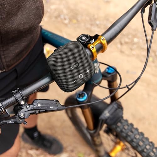 Two Tribit StormBox Micro 2 portable speakers positioned side by side illustrating the True Wireless Stereo pairing feature