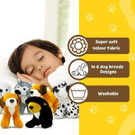 Close up view of the soft washable polyester material on the small stuffed dog toys
