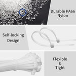 Heavy duty clear white zip straps organized neatly inside the original resealable packaging strip