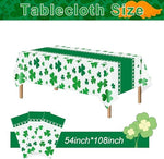 Rectangle table covered with 54 by 108 inch shamrock festive cloth