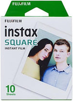 Fujifilm Instax Square film cartridges stacked together displaying the white border design layout