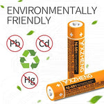 Eight piece set of AAA rechargeable batteries for wireless landlines demonstrating standard sizing.