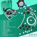 Complete kit layout of the OEMTOOLS airvac coolant refiller with all accessories organized for workshop service.