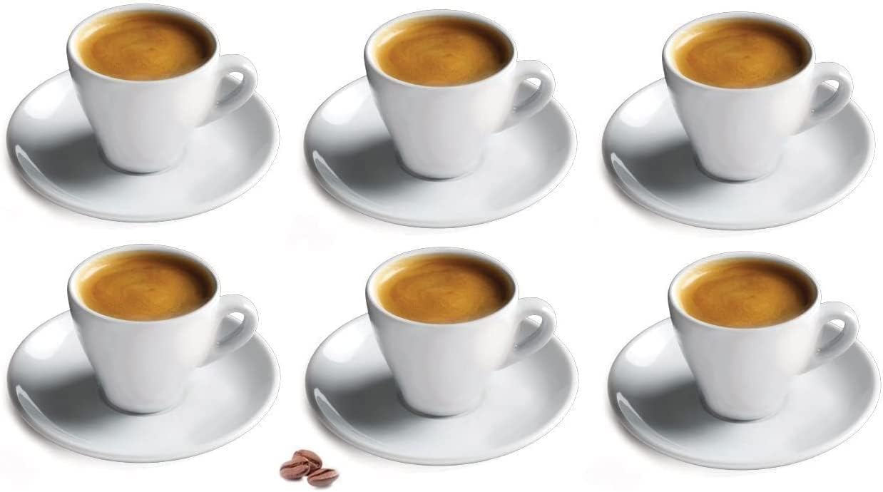 CUISINOX White Porcelain Espresso Cups and Saucers Set, 2 oz., Set of 6 - Image 1