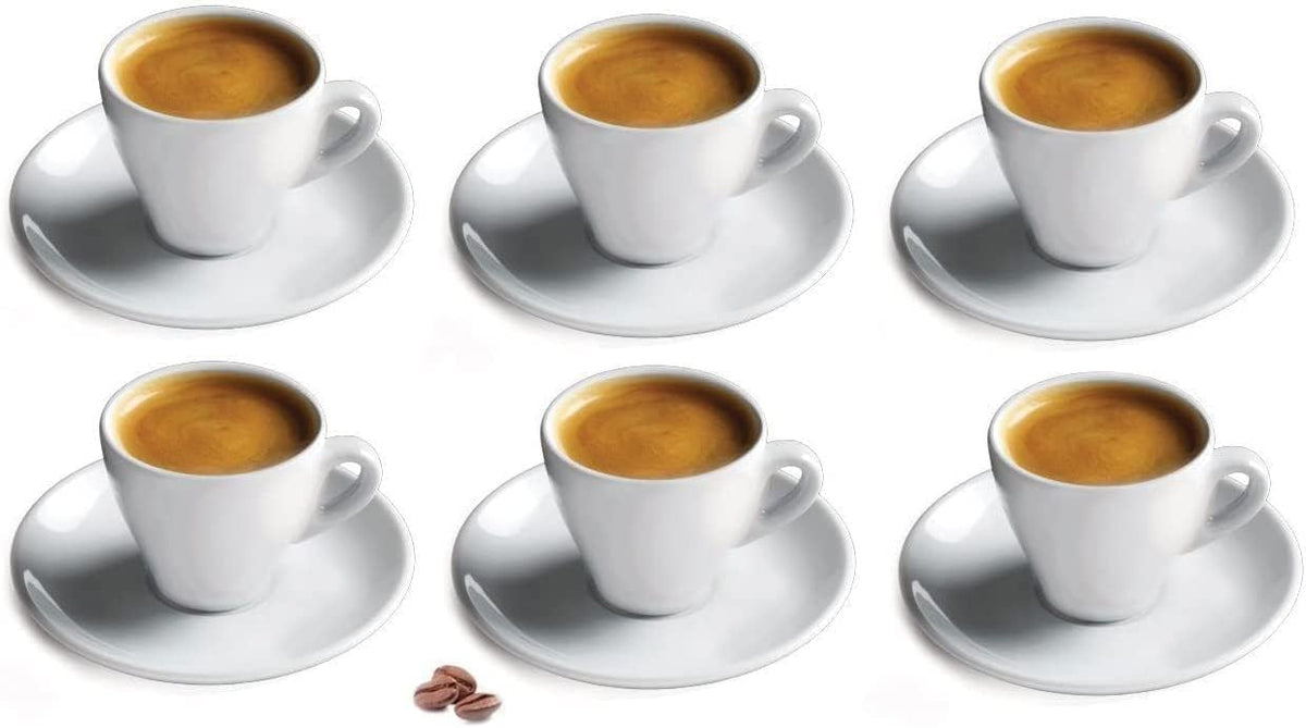 CUISINOX White Porcelain Espresso Cups and Saucers Set, 2 oz., Set of 6 - Image 1