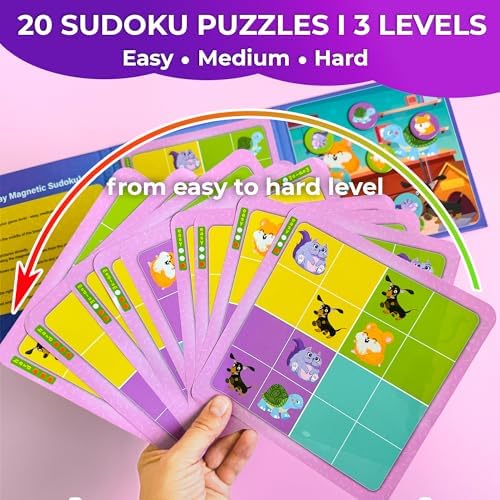 Child playing with Quokka magnetic sudoku in a car