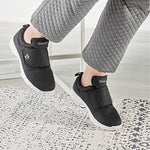Silvert's elderly footwear in black featuring the easy touch closure system.