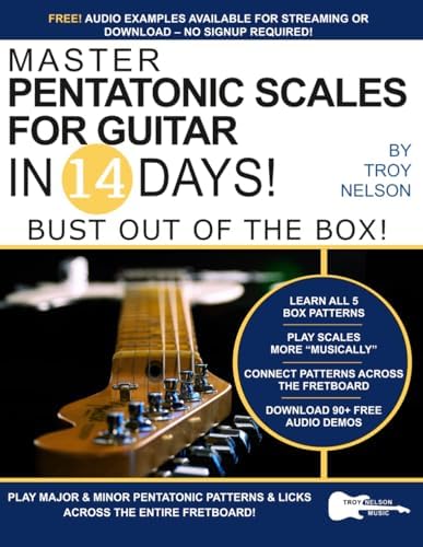 Inside pages showing guitar scale tab diagrams and lessons